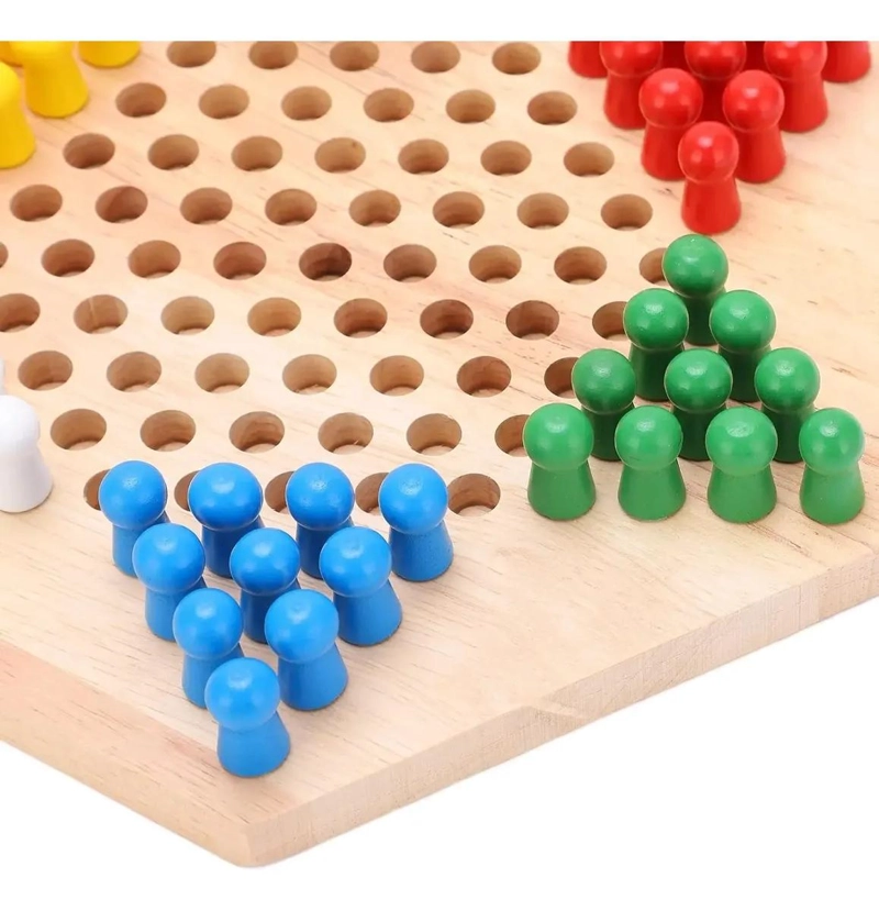 JUEGO DE DAMAS CHINAS DE MADERA PARA NIÑOS Y ADULTOS - 9
