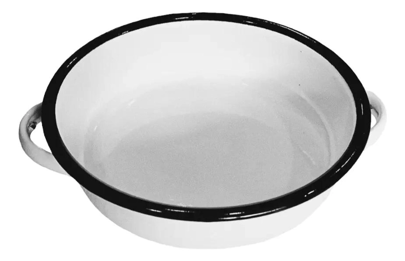 PAILA ENLOZADA DE 16 CM PARA COCINAR EN COLOR BLANCO DECORADO - 1