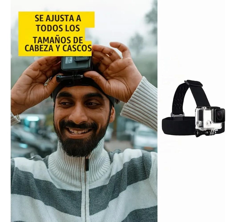 CORREA ELASTICA AJUSTABLE PARA CAMARAS DE ACCION EN LA CABEZA - 2