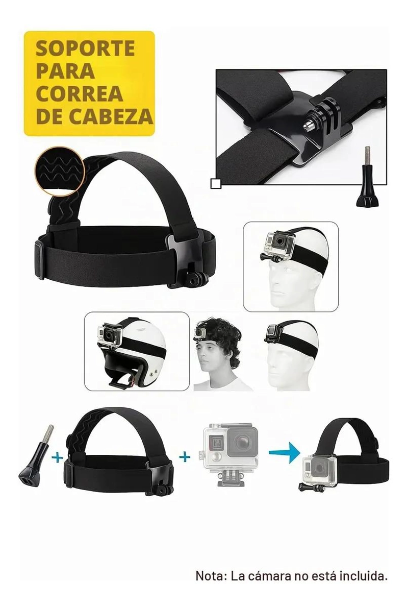CORREA ELASTICA AJUSTABLE PARA CAMARAS DE ACCION EN LA CABEZA - 3