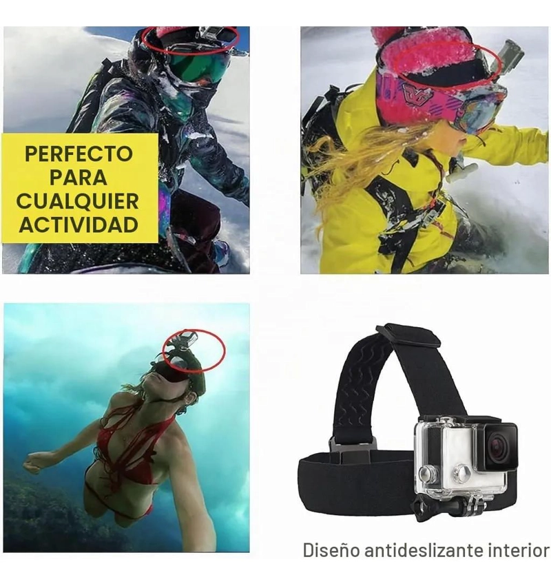 CORREA ELASTICA AJUSTABLE PARA CAMARAS DE ACCION EN LA CABEZA - 6