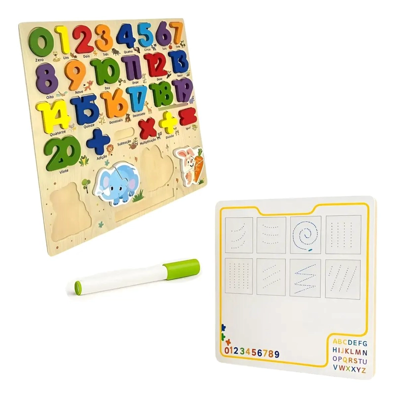 ROMPECABEZAS DIDACTICO DE MADERA PARA APRENDER NUMEROS - 1