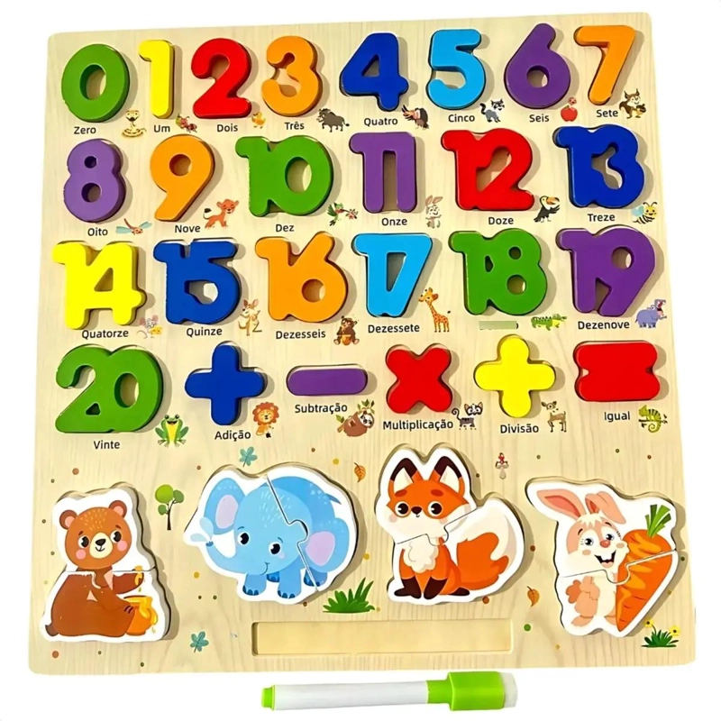 ROMPECABEZAS DIDACTICO DE MADERA PARA APRENDER NUMEROS - 4