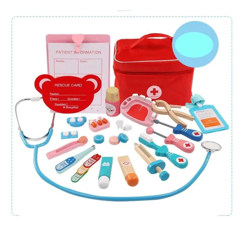 MALETA DE MADERA PARA JUEGO DE DOCTOR Y DENTISTA - 4