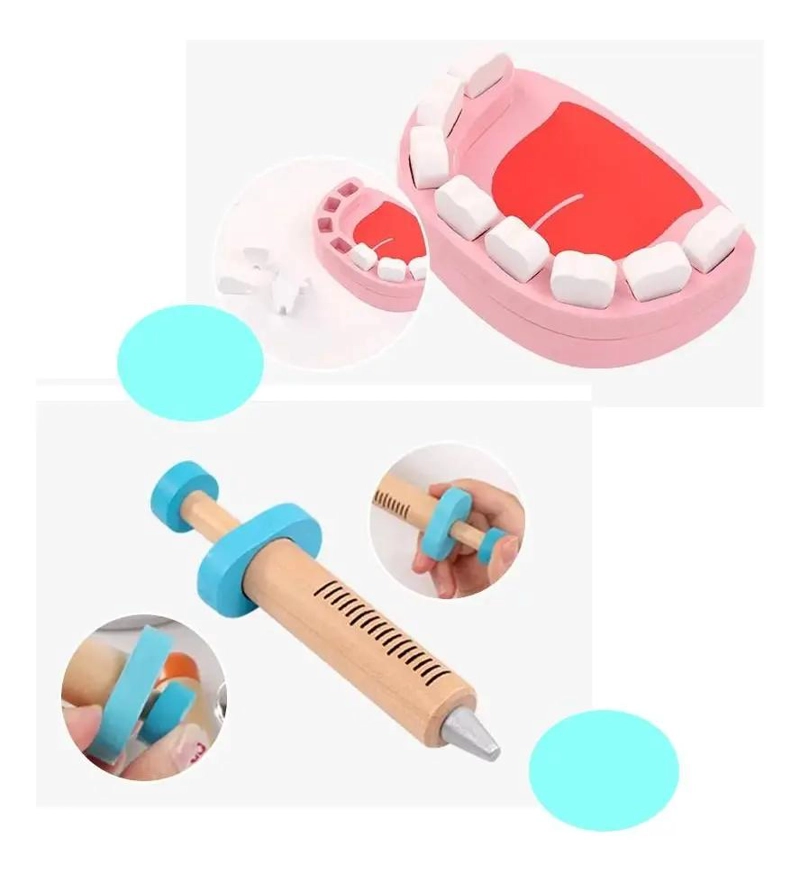 MALETA DE MADERA PARA JUEGO DE DOCTOR Y DENTISTA - 6