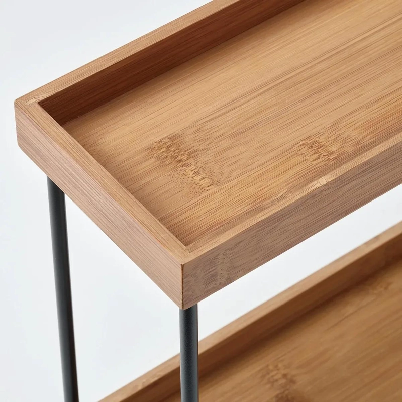 ORGANIZADOR DE COCINA DE METAL Y BAMBU 38X13X28 CM - 3