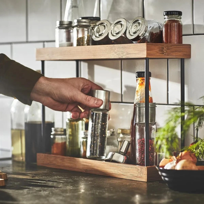 ORGANIZADOR DE COCINA DE METAL Y BAMBU 38X13X28 CM - 4