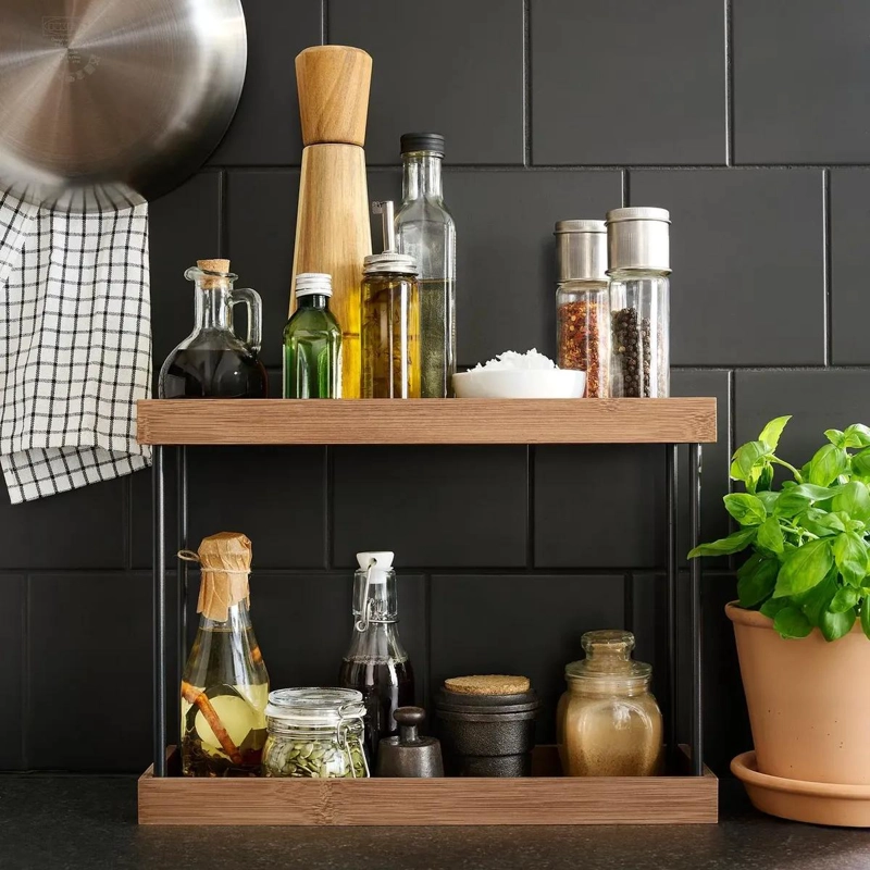 ORGANIZADOR DE COCINA DE METAL Y BAMBU 38X13X28 CM - 5