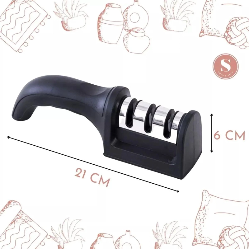 AFILADOR MANUAL DE CUCHILLOS Y TIJERAS CON 3 ETAPAS DE ACERO INOXIDABLE - 10