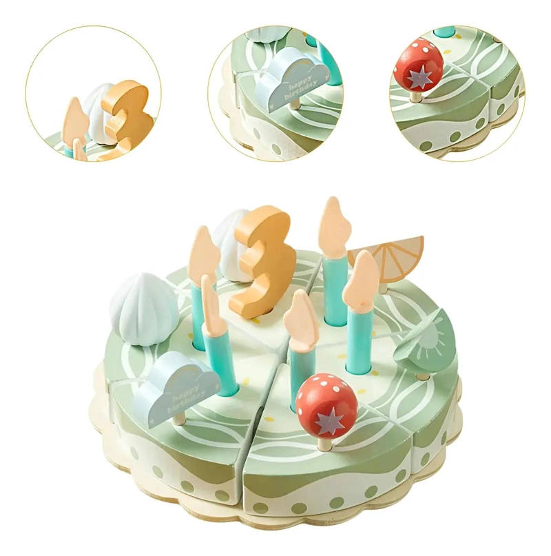 TORTA DE CUMPLEAÑOS DE MADERA DIDACTICA PARA NIÑOS - 1