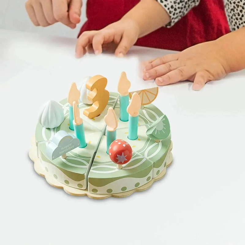 TORTA DE CUMPLEAÑOS DE MADERA DIDACTICA PARA NIÑOS - 3