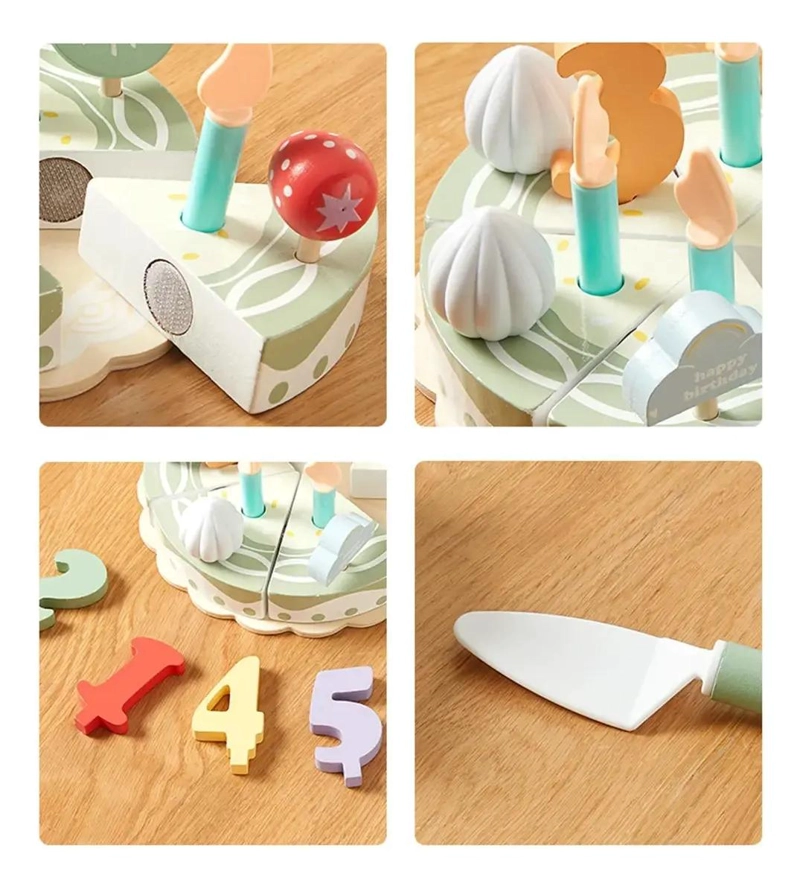 TORTA DE CUMPLEAÑOS DE MADERA DIDACTICA PARA NIÑOS - 4