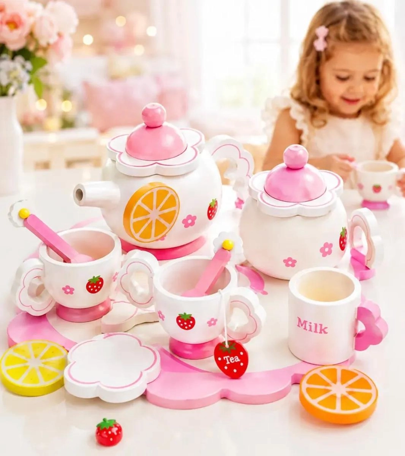 SET DE TE  INFANTIL DE MADERA CON 14 PIEZAS PARA JUGAR - 1