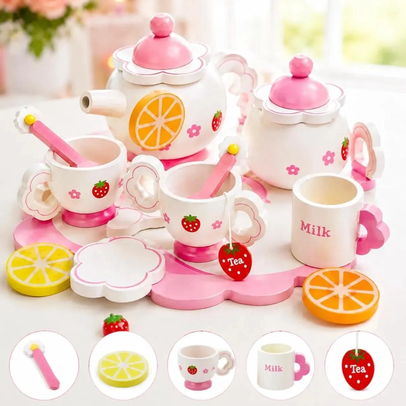 SET DE TE  INFANTIL DE MADERA CON 14 PIEZAS PARA JUGAR - 2