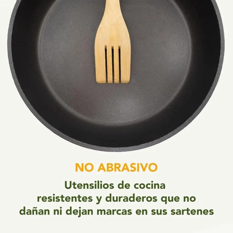 SET DE 6 UTENSILIOS DE COCINA DE MADERA DE BAMBU ANTIADHERENTES - 4