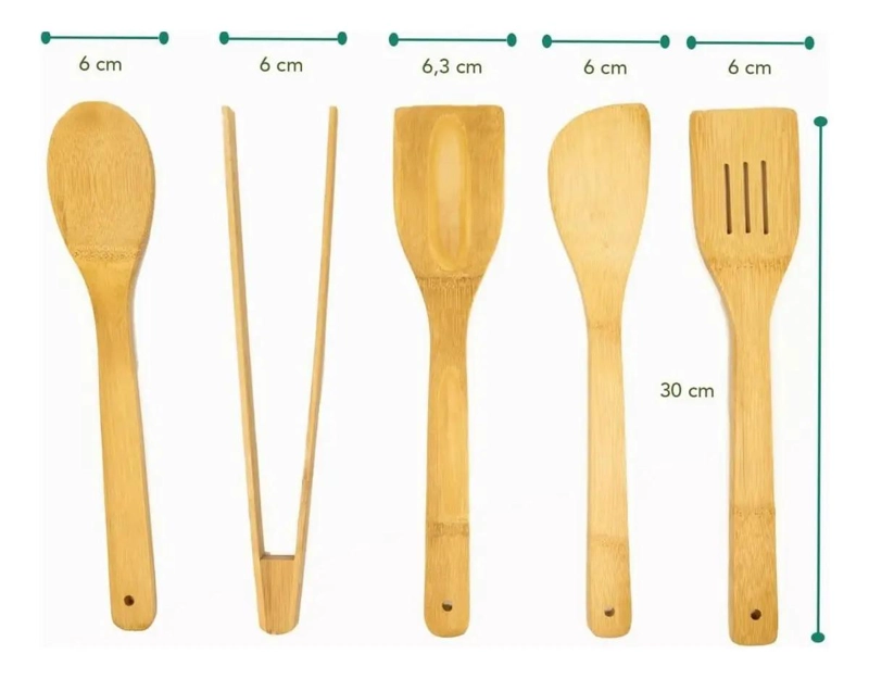 SET DE 6 UTENSILIOS DE COCINA DE MADERA DE BAMBU ANTIADHERENTES - 8