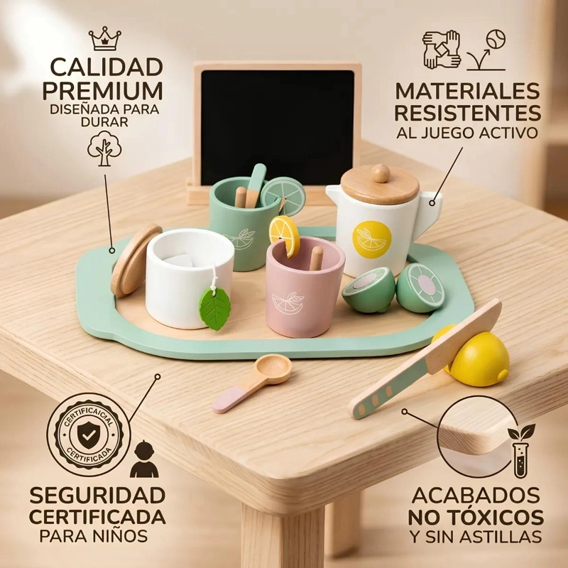 SET DE TE  Y LIMONADA DE MADERA PARA NIÑOS - 3