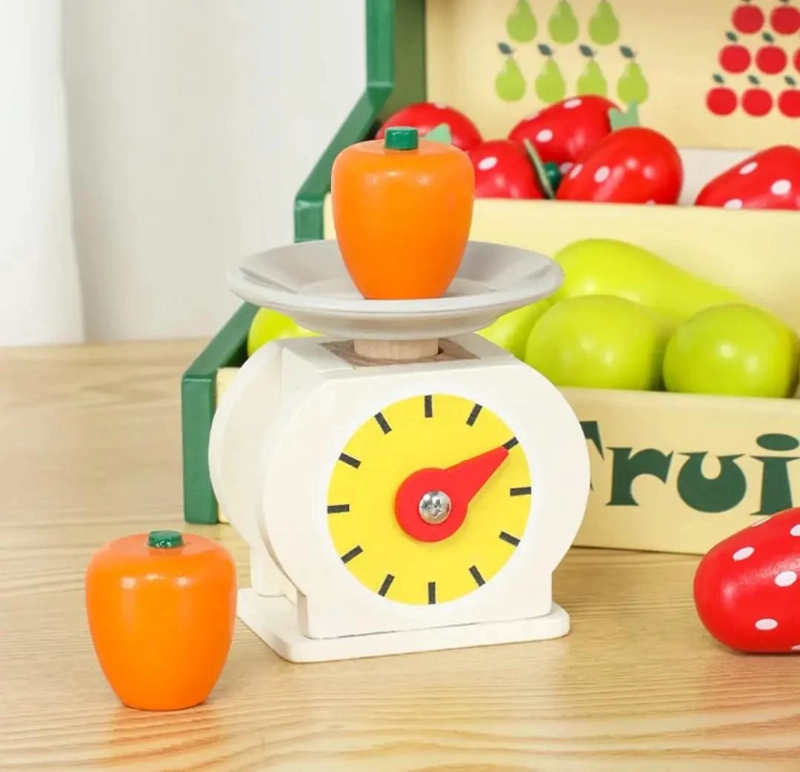 MINI FRUTERIA DE MADERA CON BALANZA Y FRUTAS VARIADAS - 2