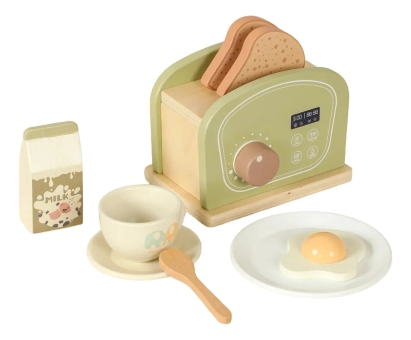 SET DE TOSTADORA DE MADERA CON UTENSILIOS PARA NIÑOS - 1