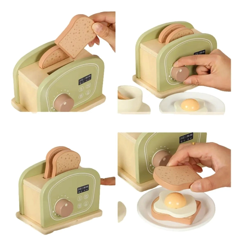SET DE TOSTADORA DE MADERA CON UTENSILIOS PARA NIÑOS - 3