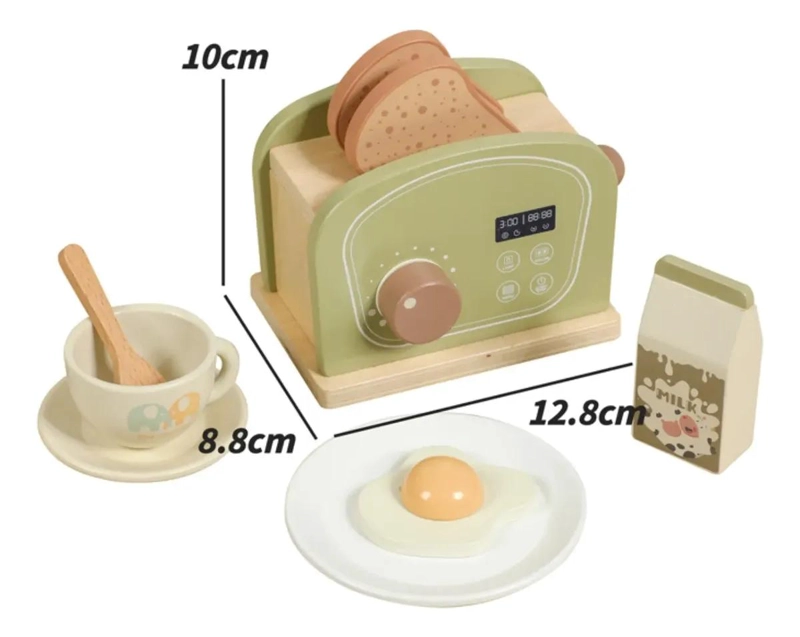 SET DE TOSTADORA DE MADERA CON UTENSILIOS PARA NIÑOS - 4
