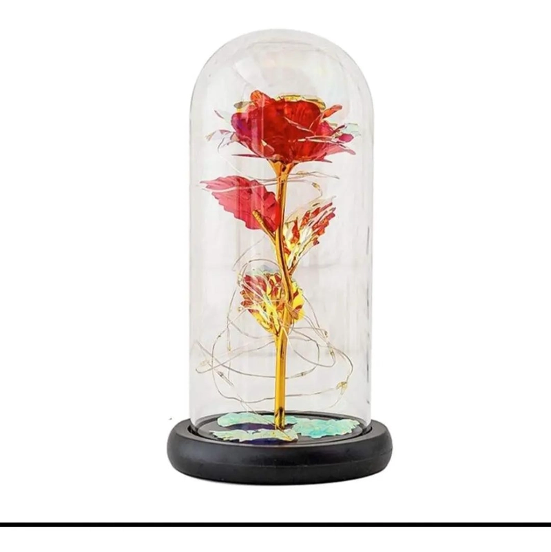 ROSA ETERNA ARTIFICIAL CON LUZ LED Y BASE DE MADERA - 2