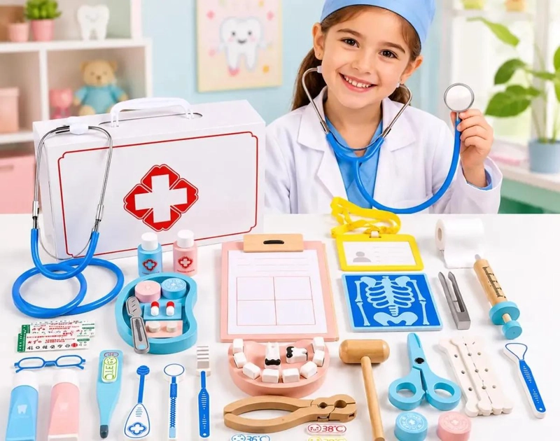 KIT ME DICO Y DENTAL INFANTIL DE MADERA 42 PIEZAS - 1