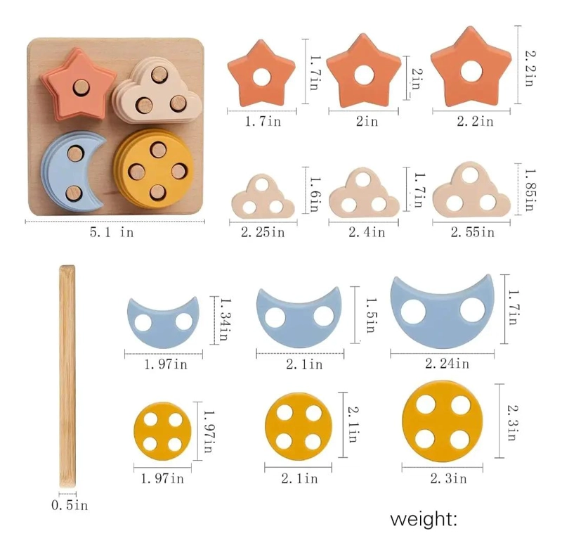 JUGUETE APILABLE DE MADERA PARA BEBE S CON 12 PIEZAS - 3