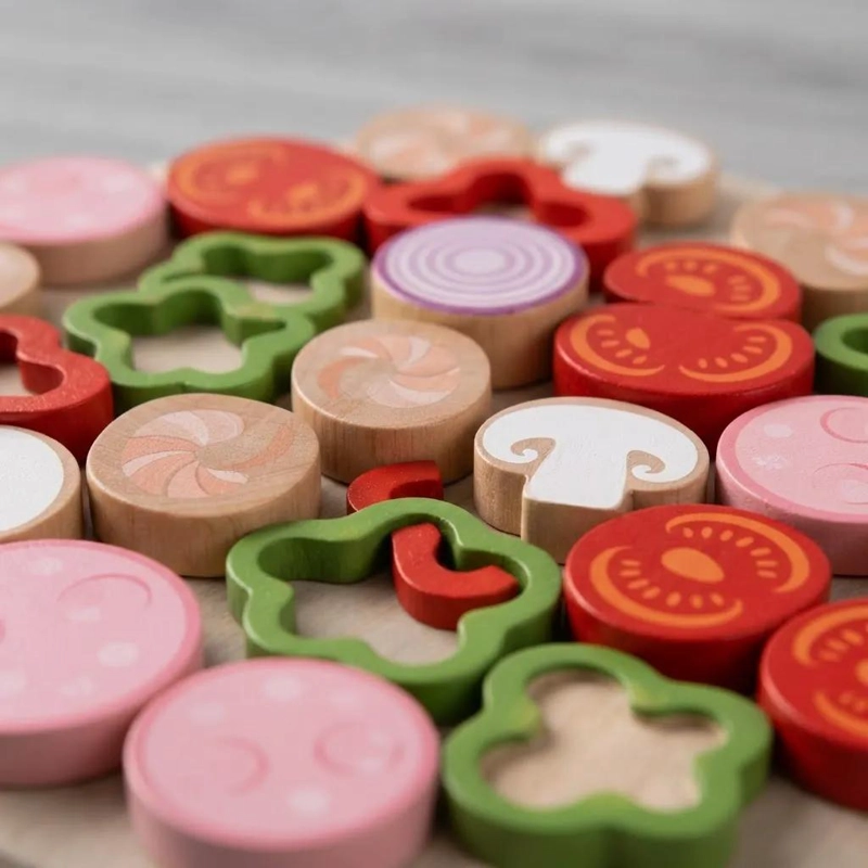 SET DE PIZZA DE MADERA CORTABLE PARA JUEGO INFANTIL EDUCATIVO - 2