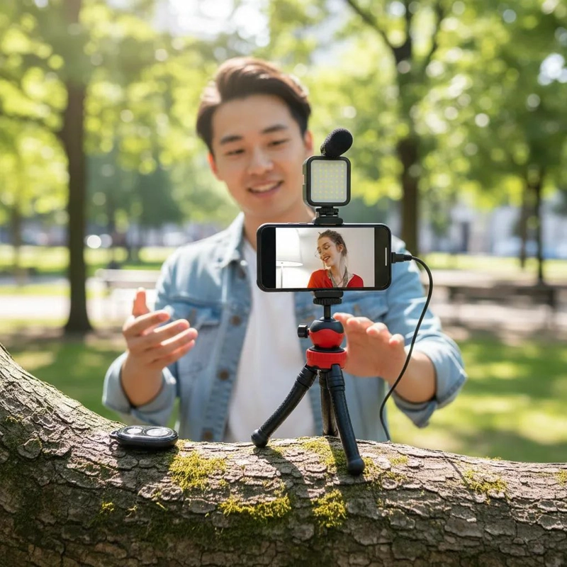 TRIPODE FLEXIBLE CON LUZ Y MICROFONO PARA SMARTPHONE - 5