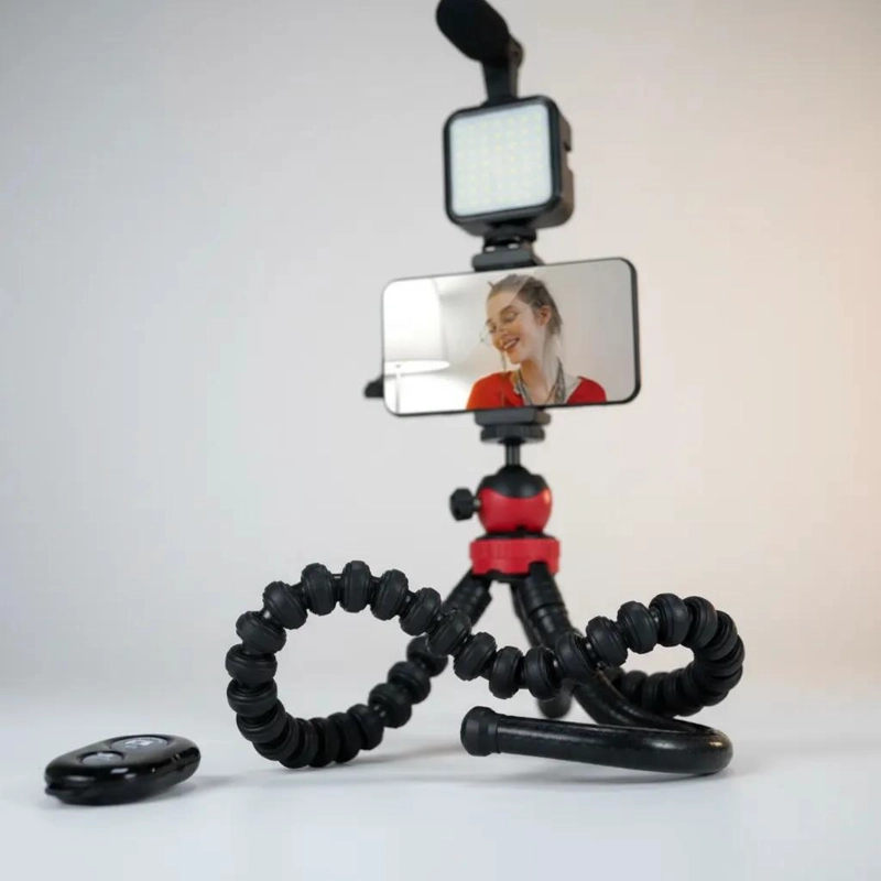 TRIPODE FLEXIBLE CON LUZ Y MICROFONO PARA SMARTPHONE - 6