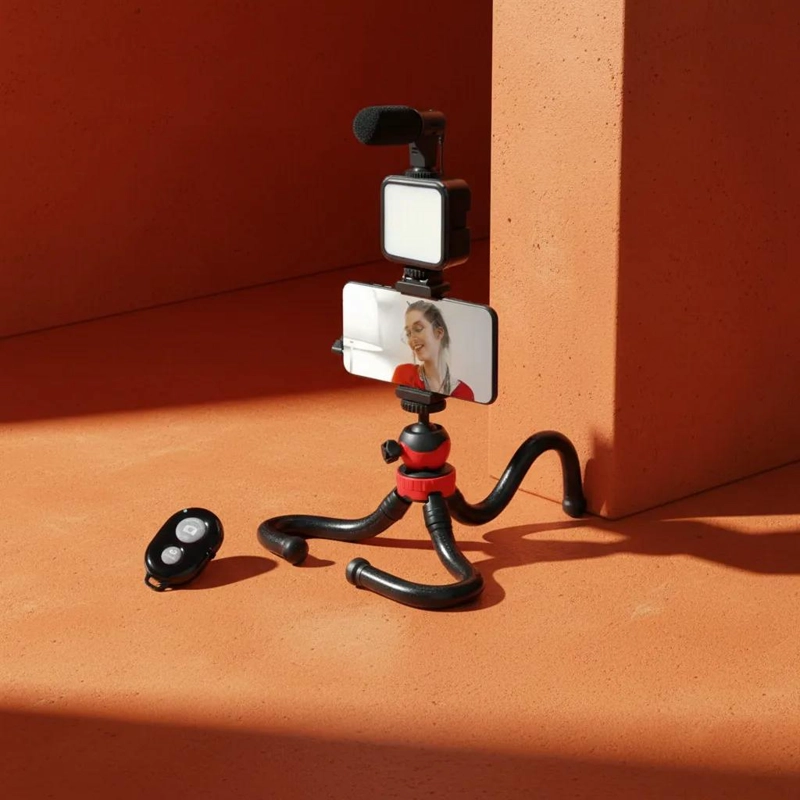 TRIPODE FLEXIBLE CON LUZ Y MICROFONO PARA SMARTPHONE - 7