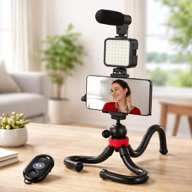 TRIPODE FLEXIBLE CON LUZ Y MICROFONO PARA SMARTPHONE - 8
