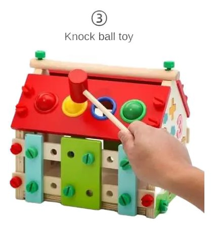CASA DIDACTICA DE MADERA CON XILOFONO Y HERRAMIENTAS PARA NIÑOS - 5