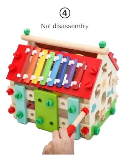 CASA DIDACTICA DE MADERA CON XILOFONO Y HERRAMIENTAS PARA NIÑOS - 6