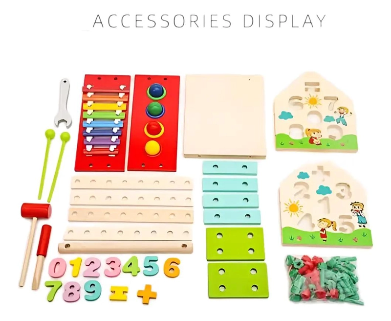 CASA DIDACTICA DE MADERA CON XILOFONO Y HERRAMIENTAS PARA NIÑOS - 7