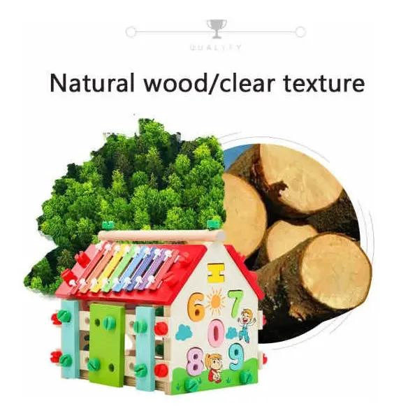 CASA DIDACTICA DE MADERA CON XILOFONO Y HERRAMIENTAS PARA NIÑOS - 9