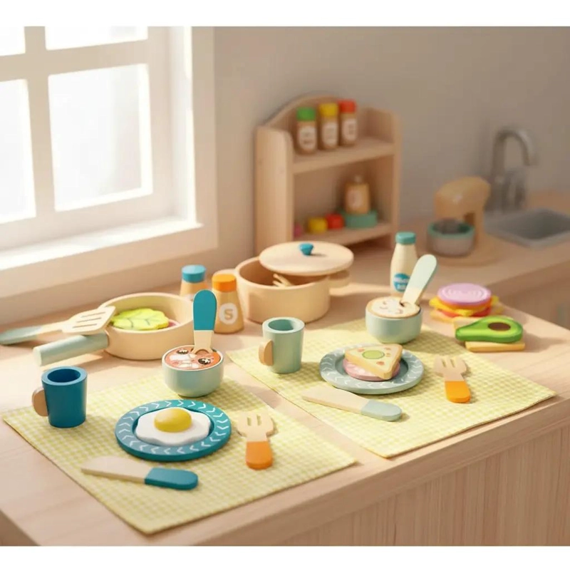 JUEGO DE COCINA DE MADERA CON ALIMENTOS Y ACCESORIOS - 2