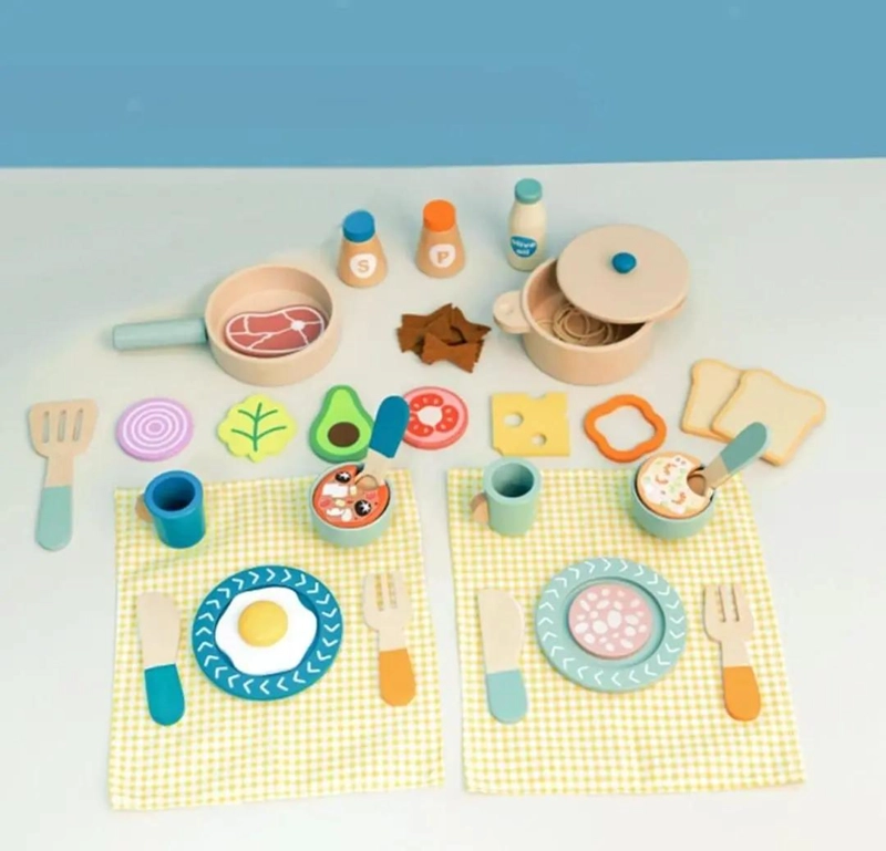 JUEGO DE COCINA DE MADERA CON ALIMENTOS Y ACCESORIOS - 3
