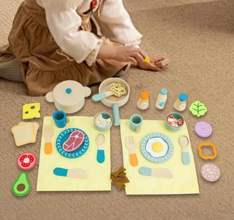 JUEGO DE COCINA DE MADERA CON ALIMENTOS Y ACCESORIOS - 4