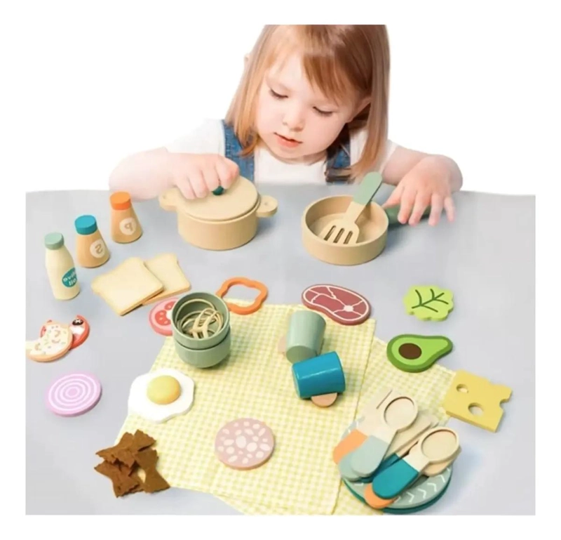 JUEGO DE COCINA DE MADERA CON ALIMENTOS Y ACCESORIOS - 5