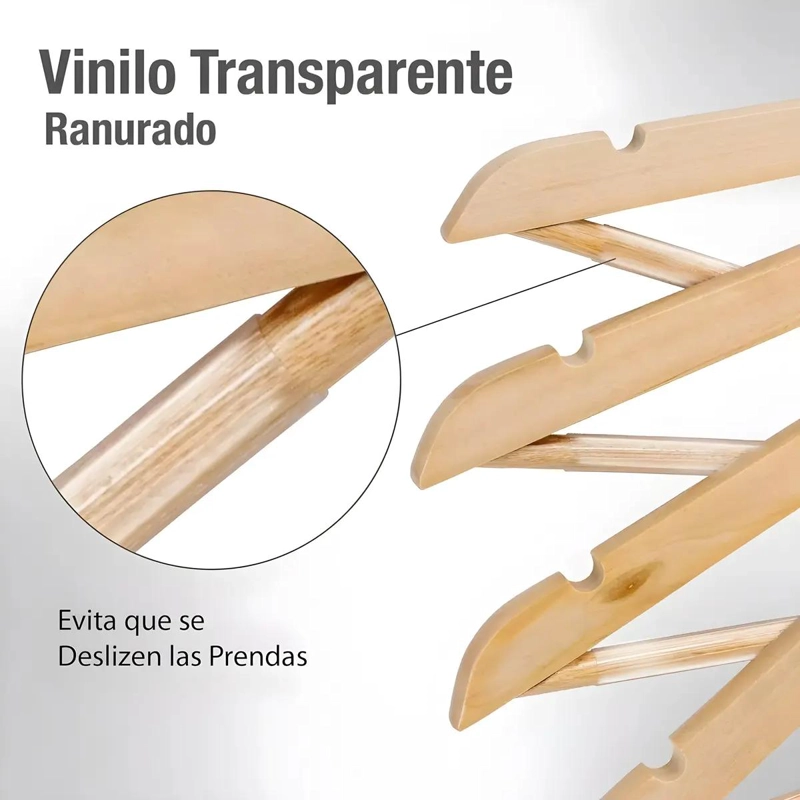 PACK DE 15 COLGADORES DE MADERA ANTIDESLIZANTES PARA ROPA - 3