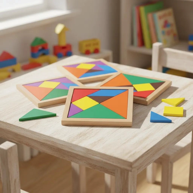 JUEGO DE TANGRAM DE MADERA PARA DESARROLLAR CREATIVIDAD - 1