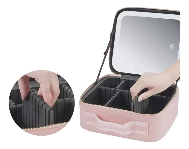 ESTUCHE DE MAQUILLAJE CON ESPEJO LED Y LUZ AJUSTABLE - 2
