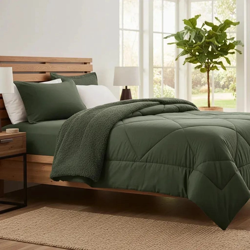 PLUMON PARA CAMA 1.5 PLAZAS CON DISEÑO GEOME TRICO AZUL Y ACOLCHADO SUAVE - 2
