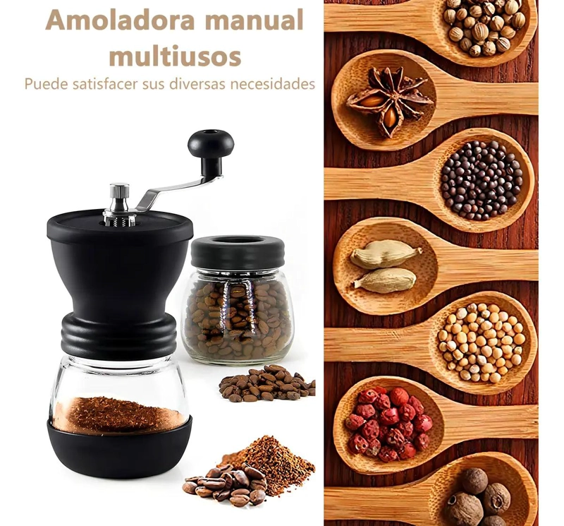 MOLINILLO MANUAL DE CAFE  Y SEMILLAS CON REBABA DE CERAMICA - 7