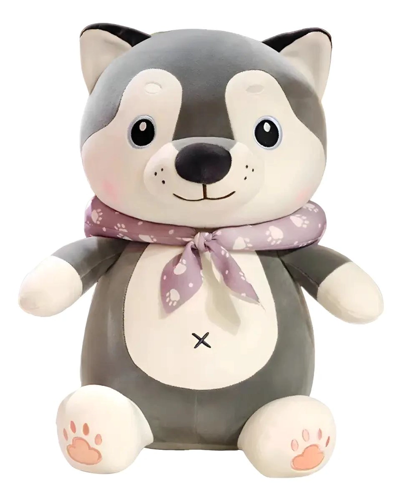 PELUCHE DE PERRO KAWAII CON BUFANDA DE 48 CM - 1
