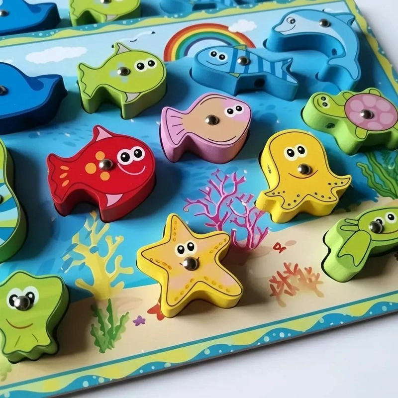 JUGUETE DIDACTICO DE PESCA MAGNE TICA DE MADERA PARA NIÑOS - 6