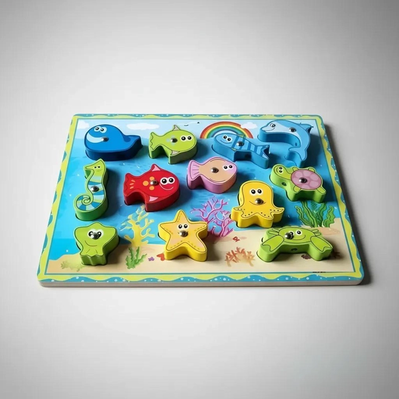 JUGUETE DIDACTICO DE PESCA MAGNE TICA DE MADERA PARA NIÑOS - 7