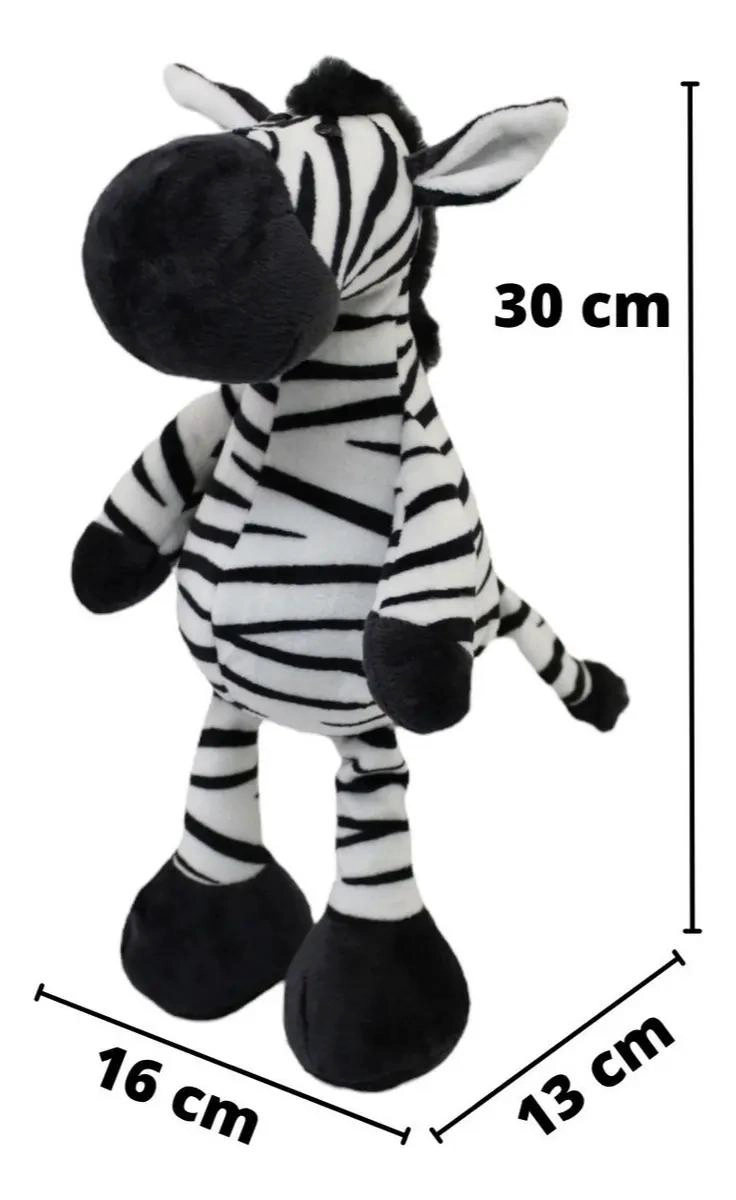 CEBRA DE PELUCHE BLANCA SUAVE DE 30 CM PARA NIÑOS - 3